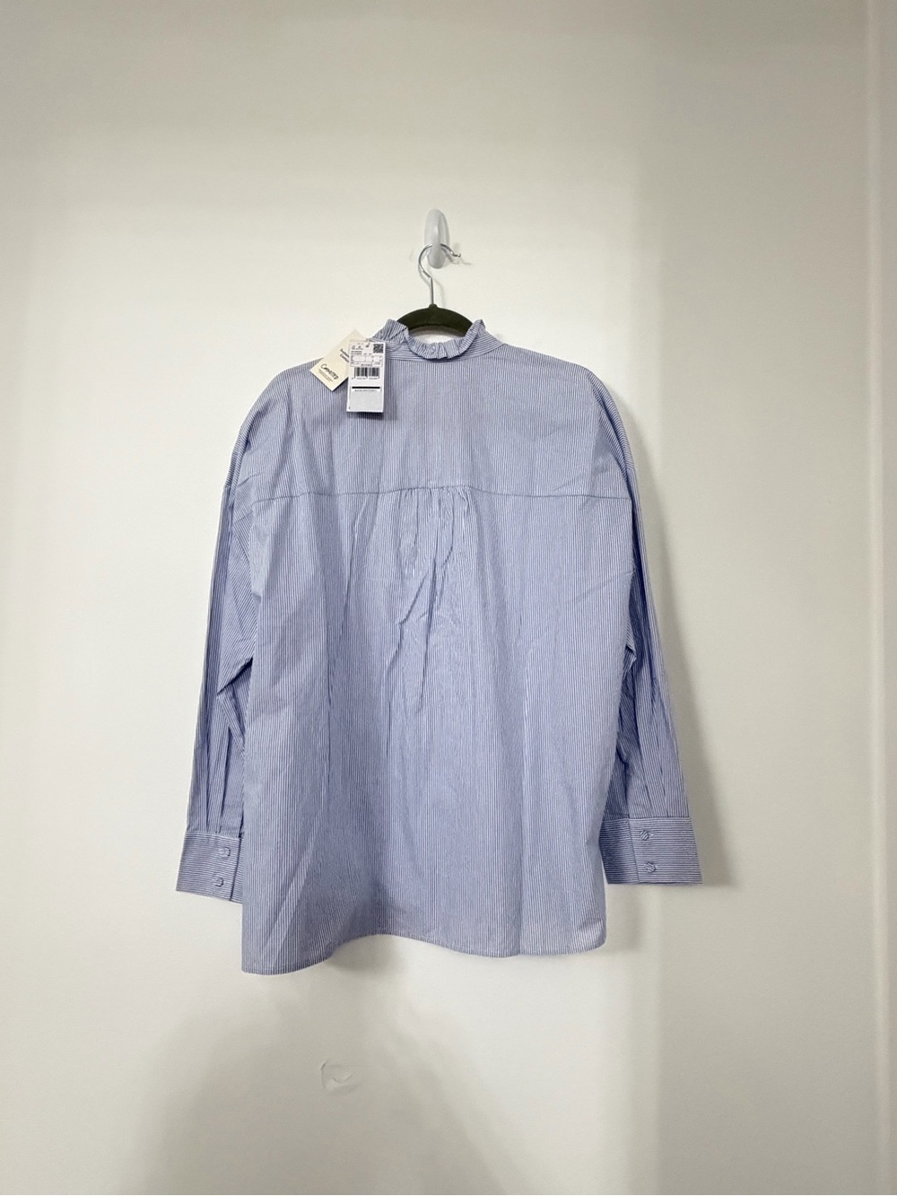 Mango Light Blue Ruffle-Front Button-Down Blouse - Picture 4 of 4
